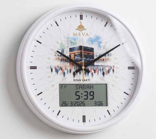 Meva™ Akıllı Vakit ayarlı Ezan Saati - Kabe Tasarımlı